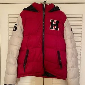 Tommy Hilfiger puffer jacket, large, Stain on front (shown in picture)